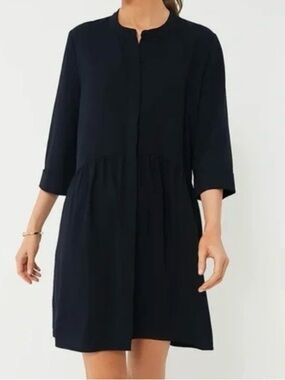 Tuckernuck Navy Blue Stretch Crepe Royal Shirt Dress Mini Half Sleeve Size XXS